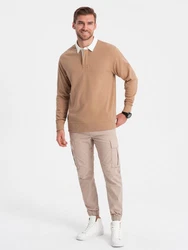 OMBRE Sweatshirt mit Polokragen Herren weiß
