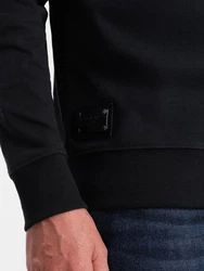 OMBRE Sweatshirt mit Polokragen Herren Schwarz/Hellblau/Weiß