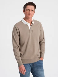 OMBRE Sweatshirt mit Polokragen Herren Khaki/Beige/Braun
