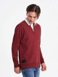 OMBRE Sweatshirt mit Polokragen Herren Dunkelrot/Bordeaux/Rot