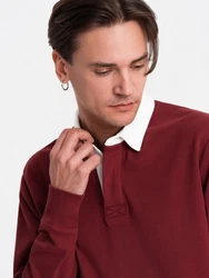 OMBRE Sweatshirt mit Polokragen Herren Dunkelrot/Bordeaux/Rot