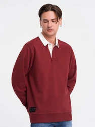 OMBRE Sweatshirt mit Polokragen Herren Dunkelrot/Bordeaux/Rot