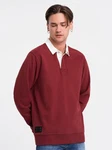 OMBRE Sweatshirt mit Polokragen Herren Dunkelrot/Bordeaux/Rot
