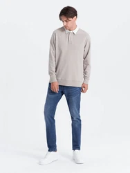 OMBRE Sweatshirt mit Polokragen Herren Grau/Khaki/Braun/Hellgrau/Beige