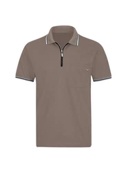 Trigema Poloshirt mit Reißverschluss grau/taupe
