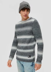QS Strickpullover Grau/Hellblau/Hellgrau/Dunkelblau