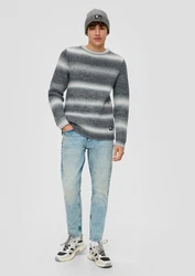 QS Strickpullover Grau/Hellblau/Hellgrau/Dunkelblau