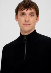 QS Strickpullover aus Strukturstrick Dunkelblau/Schwarz