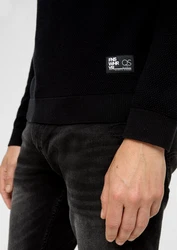 QS Strickpullover aus Strukturstrick Dunkelblau/Schwarz
