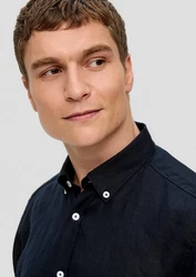 s.Oliver Langarmhemd mit Button-Down-Kragen Dunkelblau/Hellblau/Blau