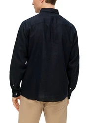 s.Oliver Langarmhemd mit Button-Down-Kragen Dunkelblau/Hellblau/Blau