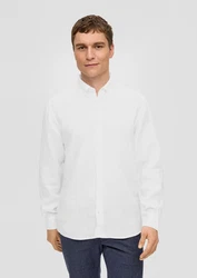 s.Oliver Langarmhemd mit Button-Down-Kragen Weiß/Creme