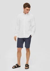 s.Oliver Langarmhemd mit Button-Down-Kragen Weiß/Creme
