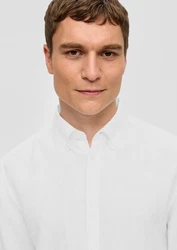 s.Oliver Langarmhemd mit Button-Down-Kragen Weiß/Creme