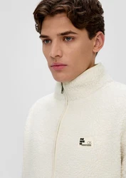 QS Sweatshirt mit Label-Patch Weiß/Khaki/Beige/Creme/Hellblau