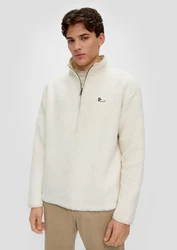 QS Sweatshirt mit Label-Patch Weiß/Khaki/Beige/Creme/Hellblau