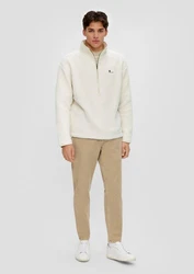 QS Sweatshirt mit Label-Patch Weiß/Khaki/Beige/Creme/Hellblau