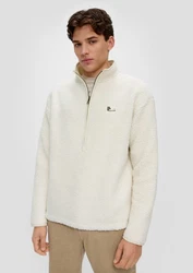 QS Sweatshirt mit Label-Patch Weiß/Khaki/Beige/Creme/Hellblau