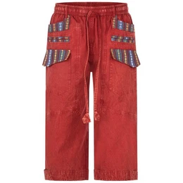 Haremshose Kurze AHerren Hose 3/4 Baggy Cargo Yoga Shorts Hippie Goa Baumwolle