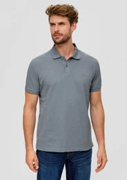 Kurzarmshirt Poloshirt aus Baumwollpiqu Logo