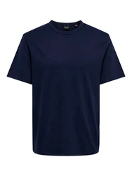 ONLY & SONS T-Shirt Weiches Rundhals T-Shirt Kurzarm ONSSMART Basic Shirt (1-tlg) (6806) Blau (6806)