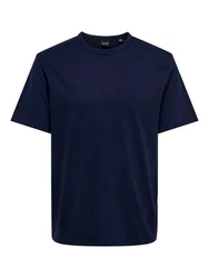 ONLY & SONS T-Shirt Weiches Rundhals T-Shirt Kurzarm ONSSMART Basic Shirt (1-tlg) (6806) Blau (6806)