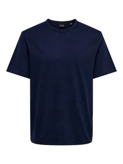 ONLY & SONS T-Shirt Weiches Rundhals T-Shirt Kurzarm ONSSMART Basic Shirt (1-tlg) (6806) Blau (6806)
