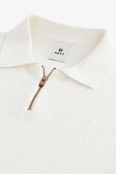 Next Polokragenpullover Regular Fit mit Reißverschluss Weiß/Creme
