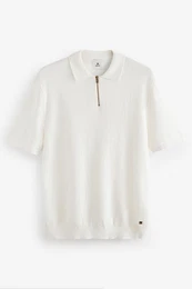 Polokragenpullover Regular Fit Kurzarm-Poloshirt mit Reiverschluss (1-tlg)