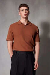 Next Polokragenpullover Regular Fit mit Reißverschluss Braun/Orange/Beige/Dunkelrot