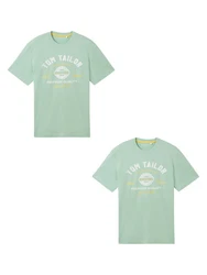 TOM TAILOR T-Shirt Logo T-Shirt 2-er Pack Kurzarm Set mit Logo Print (6356) Hellgrn (6356-2)