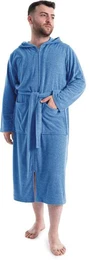 Herrenbademantel Nela, ideal fr Sauna & Spa, Hotelbademantel, Morgenmantel, Langform, Leichtfrottee, Kapuze, Grtel, einfarbig, S-4XL, mit Reiverschluss