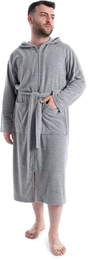Herrenbademantel Nela, ideal fr Sauna & Spa, Hotelbademantel, Morgenmantel, Langform, Leichtfrottee, Kapuze, Grtel, einfarbig, S-4XL, mit Reiverschluss