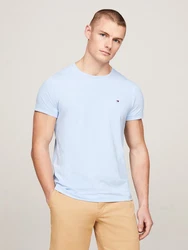 Tommy Hilfiger T-Shirt STRETCH SLIM FIT TEE mit Rundhalsausschnitt Blau/Hellblau