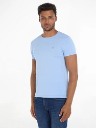 Tommy Hilfiger T-Shirt STRETCH SLIM FIT TEE mit Rundhalsausschnitt Blau/Hellblau