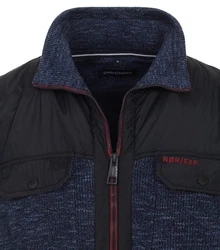 CASAMODA Strickpullover Strickjacke uni Dunkelblau/Hellblau/Blau