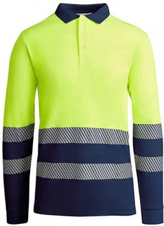 Roly Warnschutz-Shirt Poloshirt Atrio Longsleeve Gelb/Neonfarben/Grün