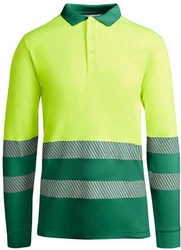 Roly Warnschutz-Shirt Poloshirt Atrio Longsleeve Gelb/Grün/Neonfarben