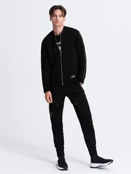OMBRE Sweatjacke Herren-Bomberjacke Schwarz/Hellblau/Grau/Orange