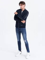 OMBRE Sweatjacke Herren-Bomberjacke Dunkelblau/Hellblau/Blau