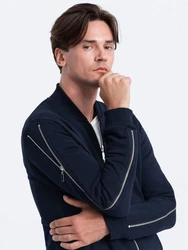 OMBRE Sweatjacke Herren-Bomberjacke Dunkelblau/Hellblau/Blau