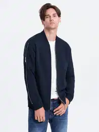 Sweatjacke Herren-Bomberjacke mit dekorativen Reiverschlssen an den rmeln