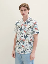 TOM TAILOR Kurzarmhemd mit Allover Print Blau/Weiß