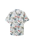 TOM TAILOR Kurzarmhemd mit Allover Print Blau/Weiß