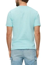 s.Oliver Kurzarmshirt mit Henleyausschnitt Grün/Türkis/Hellblau