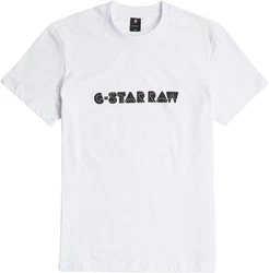 G-STAR T-Shirt Graphic Script R Grau/Dunkelblau/Weiß/Gelb
