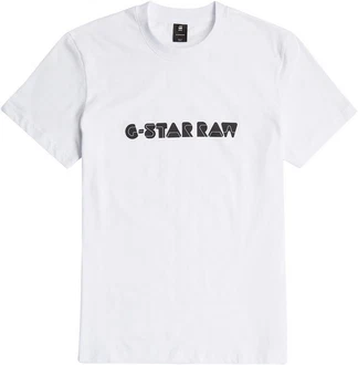 G-STAR T-Shirt Graphic Script R Grau/Dunkelblau/Weiß/Gelb