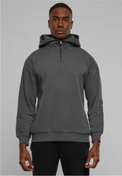 URBAN CLASSICS Kapuzenpullover Zipped High Neck Hoody Hellgrau/Dunkelgrau/Grau