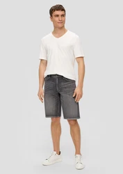 s.Oliver Stoffhose Jeans-Shorts Regular Fit Mid Rise Straight Leg Weiß/Creme/Grau