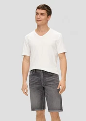 s.Oliver Stoffhose Jeans-Shorts Regular Fit Mid Rise Straight Leg Weiß/Creme/Grau